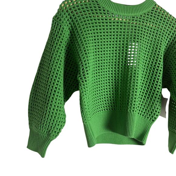 Equipment Esme Cotton Open Crochet Knit Bright Green Sweater Size XXS - Picture 6 of 11